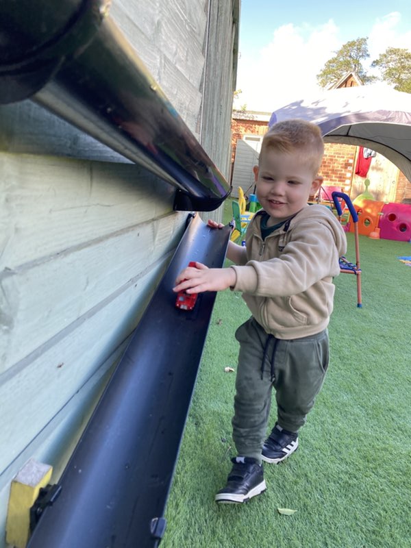 Child laughing outside